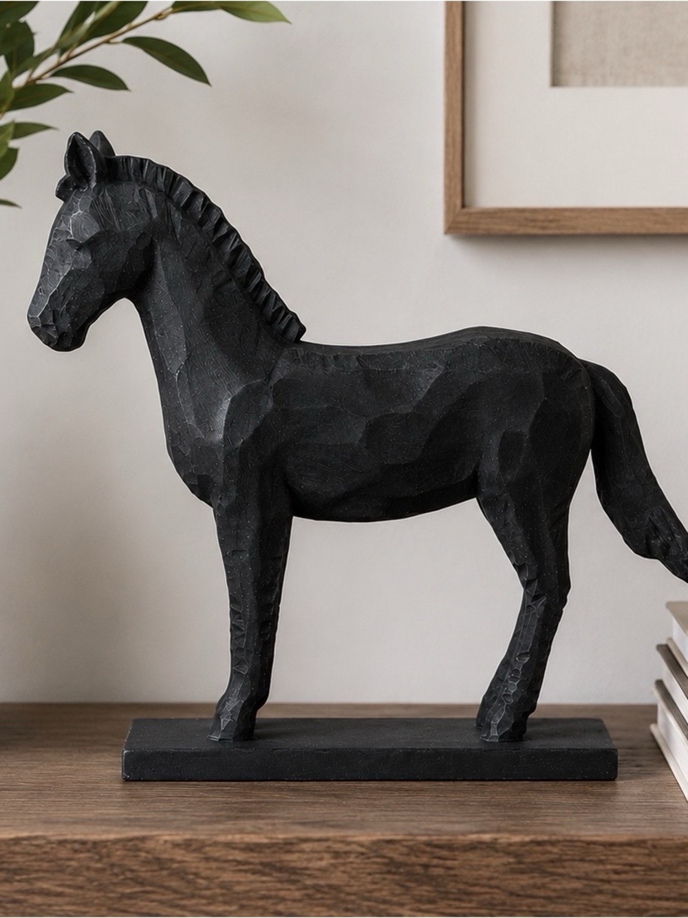 Black Decorative Horse Sculpture - Home Art